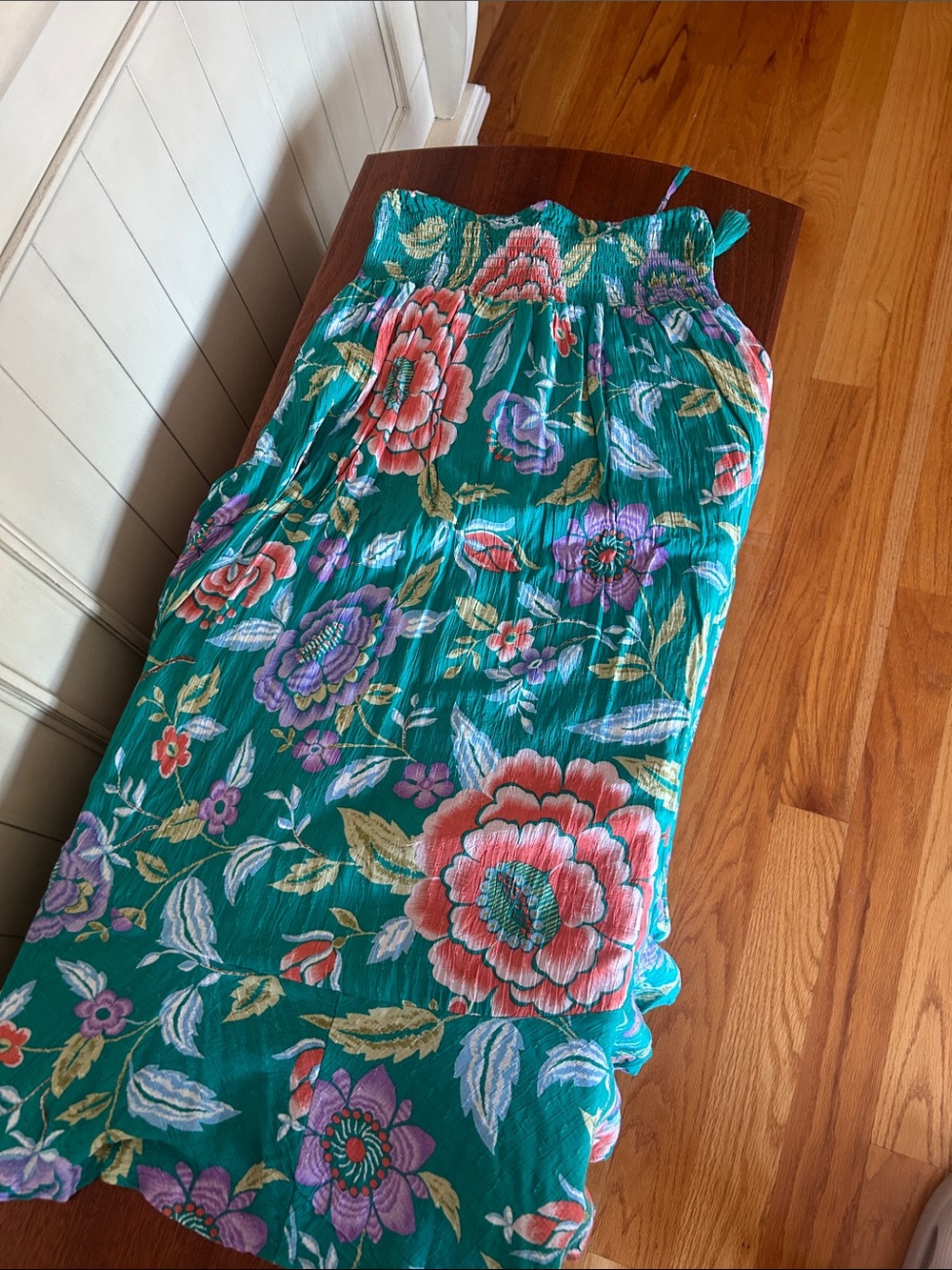 Rachel Zoe Teal Floral Button-Front Maxi Skirt - Picture 4 of 4